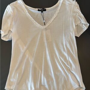 NWT Generation Love Cream V-Neck Ruffle Tee